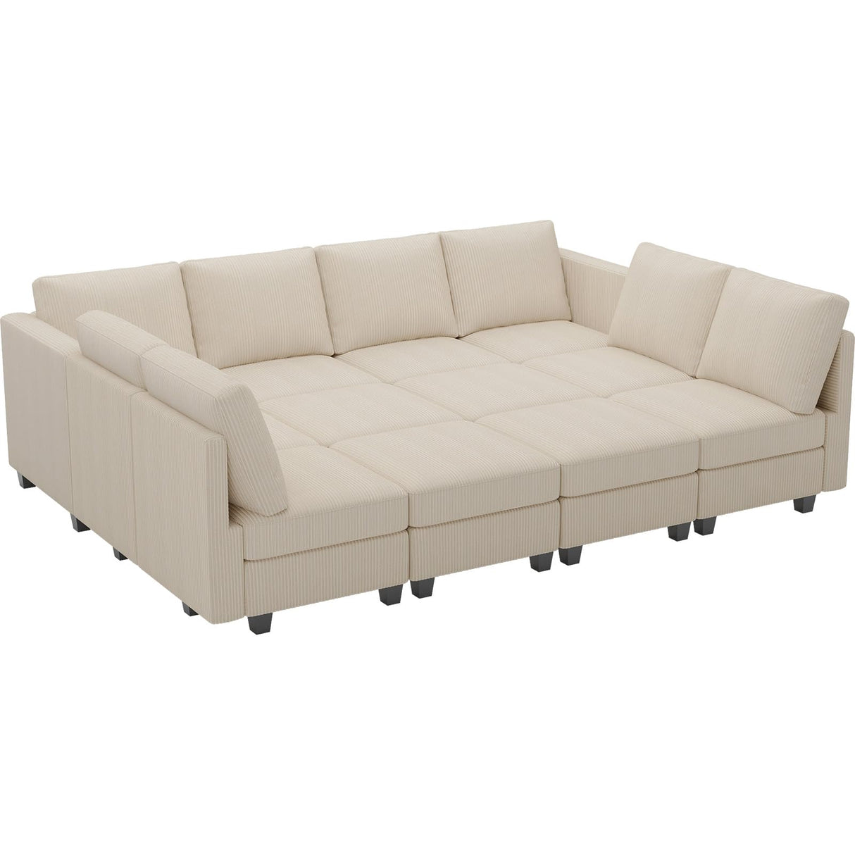 Belffin Oversized 12 Seat Modular Sectional Sleeper Sofa Convertible Sleeper Sofa with Storage Seat Large Corduroy Modular Sectional Couch for Living Room Beige Belffin