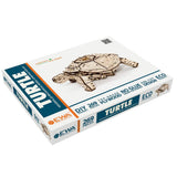 3D Puzzles for Adults DIY Wooden Turtle 3D Puzzle Model Kit with Wind-Up Mechanism & Rubber Band Engine 3D Puzzles for 15 yrs Above & Adults Model Building Kits by Eco Wood Art 269pcs EWA Eco-Wood-Art
