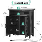 Saudism 20 Gallon Aquarium Stand With Charging Station, Farmhouse Fish Tank Stand, Reptile Tank Stand Terrarium Stand with Drawer and Cabinet Storage, Sturdy Heavy Duty 27.6"×15.7" Tabletop - Black Saudism