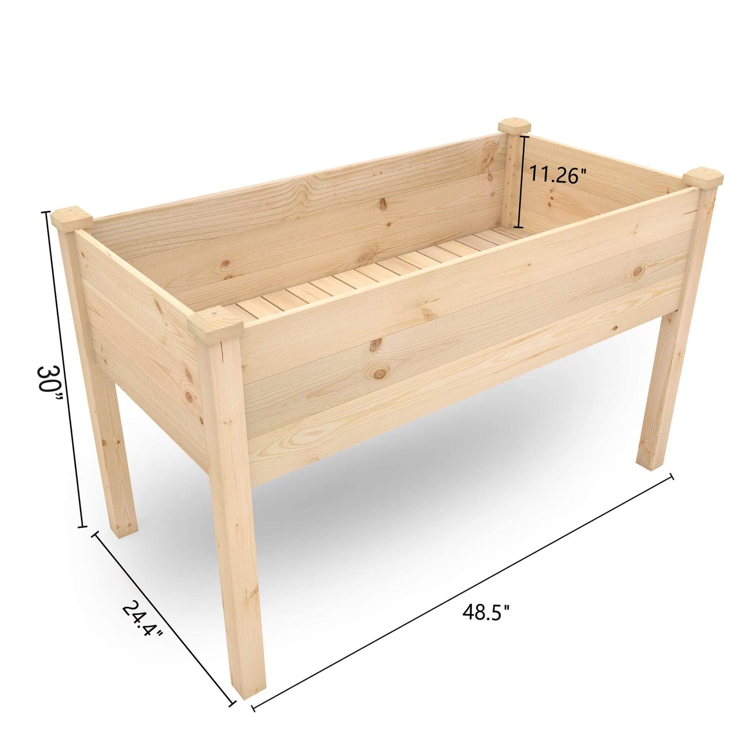 BIRASIL Outdoor Raised Garden Bed, Wood Planter Box for Vegetable Flower, Elevated Reinforced Large Garden Planters Boxes for Backyard Patio Gardening Balcony (48.5”L, Natural Wood) - WoodArtSupply