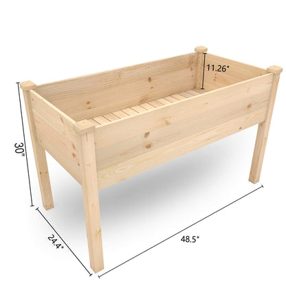 BIRASIL Outdoor Raised Garden Bed, Wood Planter Box for Vegetable Flower, Elevated Reinforced Large Garden Planters Boxes for Backyard Patio Gardening Balcony (48.5”L, Natural Wood) - WoodArtSupply