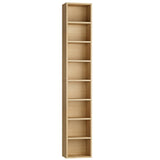 FOTOSOK 8-Tier Media Tower Rack, 11.6 X 9.3 X 71 Inches CD DVD Slim Storage Cabinet with Adjustable Shelves, Tall Narrow Bookcase Display Bookshelf for Home Office, Natural FOTOSOK