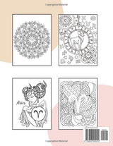 Aries Coloring Book: Astrology Coloring Book for Aries Zodiac Sign with Relaxing Designs Majosta