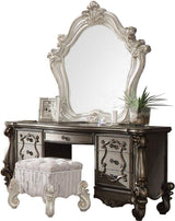 Acme Versailles Wood Bedroom Vanity Desk in Antique Platinum Pewter ACME Furniture
