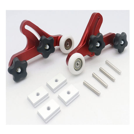 Adjustable Table Feather Loc Boards, Dual Bearing Roller Aluminum Alloy Precision Stock Guides for Table Saw Guides, Woodworking Table Saw Safety Device Aluminum Alloy Carpentry Safety Pushing Tools QIZHIMEI