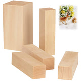 5 Pcs Basswood Carving Block, Natural Soft Wood Carving Block, 2 Sizes Portable Unfinished Wood Block, Carving Whittling Art Supplies for Beginner Expert DIY Wood Craft Fyrome