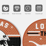 8 Pcs Diamond Painting Coasters, DIY Football Diamond Art Coasters Diamond Painting Kits for Beginners, Diamond Art Gift Craft Supplies (Texas Orange) WoodArtSupply