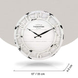 Presentime & Co 13" Farmhouse Series Wall Clock, Quartz Movement, Shiplap Style, Raised 3D Arabic Numeral, Antique Distressed White Presentime