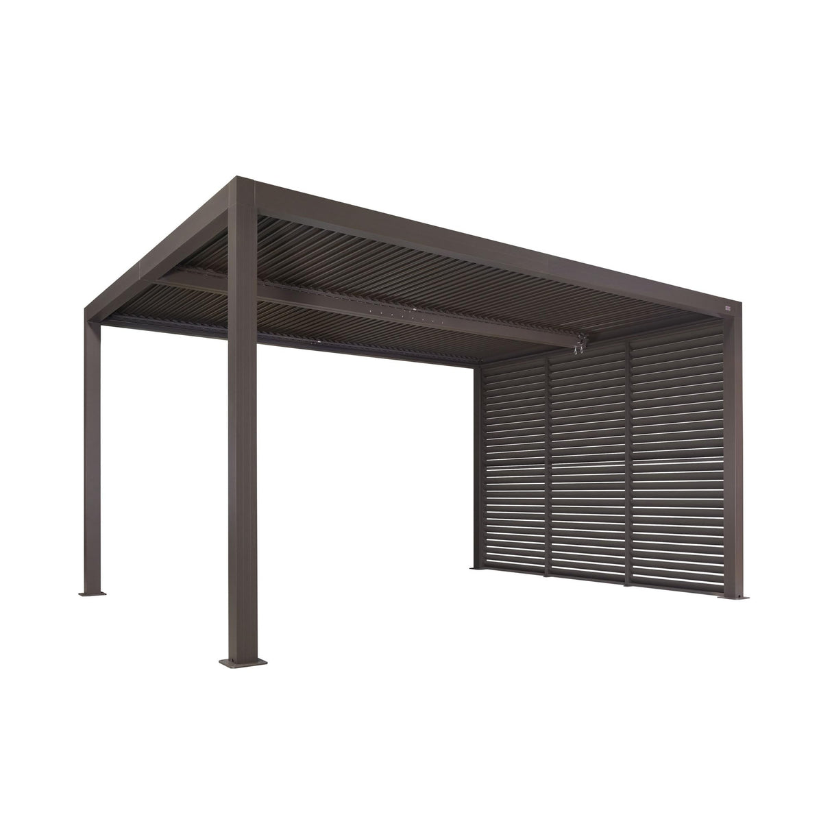 PURPLE LEAF Outdoor 12' × 14' Louvered Pergola with 12FT Detachable Louver Wall Patio Adjustable Aluminum Canopy Retractable Metal Roof for Deck Outside Backyard Hardtop Gazebo Sun Shade PURPLE LEAF