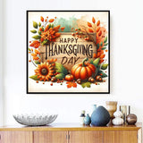Fall Diamond Painting Kits for Adults,Thanksgiving Day Diamond Art Kits for Adults Beginner Round Full Drills,Pumpkin and Sunflowers Picture Diamond Dots for Holiday Gifts and Wall Decor 14X14 Inch MjhRcll