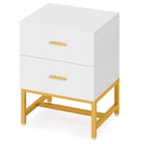 Tribesigns 2-Drawer Nightstand, Modern Fluted Night Stands Bed Side Table with Storage, Wood End Table Accent Table for Bedroom, Living Room, Small Spaces, White Tribesigns