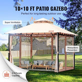 VEVOR Patio Gazebo for 6-8 Person, 10 x 10 FT Backyard Gazebo, with Mosquito Netting, Metal Frame, and PU Coated 180G Polyester, Outdoor Canopy Shelter for Patio, Backyard, Lawn, Garden, Deck VEVOR
