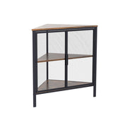 VECELO Corner Cabinet with Two Doors and Shelves, Free-Standing Storage Organizer for Small Space in Living Room/Bedroom/Kitchen, Brown and Black VECELO