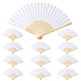 HPLYEL 12PCS White Paper Fans,Held Bamboo Folding Fan Blank Decoration Folded DIY Painting Fan Wedding Party Favors Home Gift HPLYEL