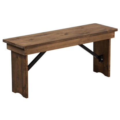 Flash Furniture HERCULES 40" x 12" Antique Rustic,Solid Pine Folding Farm Bench