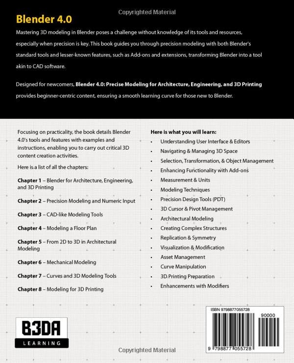 Blender 4.0: Precise Modeling for Architecture, Engineering, and 3D Printing WoodArtSupply