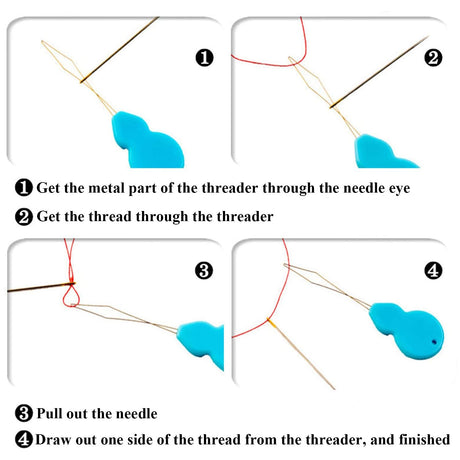 30 Pieces Gourd Shaped Plastic Needle Threaders, Plastic Wire Loop DIY Needle Threader Hand Machine Sewing Tool for Sewing Crafting with Clear Box, 4 Colors Random Phinus
