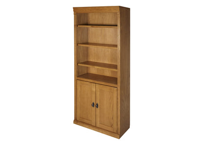 Martin Furniture Huntington Oxford Wood Bookcase with Doors, Storage Cabinet, Office Shelves, Wheat, Brown (HO3072D/W) - WoodArtSupply