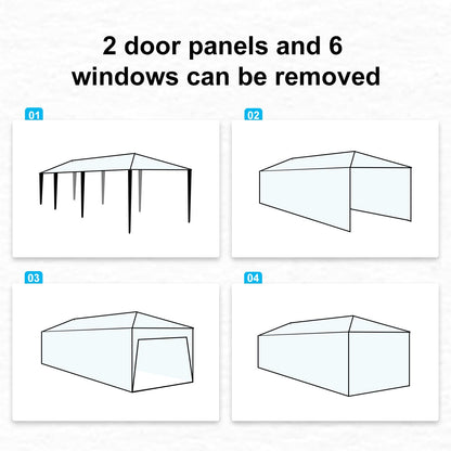 Outdoor Party Canopy Tent, 10’ x 30’ Wedding Canopy Tent with 8 Removable Sidewalls, Camping Sun Shelter, Heavy-Duty Waterproof Event Tent with Ropes & Stakes for Birthday, Celebration & Holidays