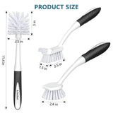 SetSail Dish Brush Set of 3 with Bottle Brush, Dish Scrub Brush with Long Handle Deep Cleaning Handle Brush with Scraper Tip for Kitchen Sink Dishes Bottle Cup Pot and Pans Tile Lines, Black SetSail