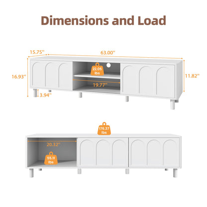 TV Stand for TVs up to 70'', Entertainment Center with Large Storage for Living Room, Media Console with Sliding Doors and Adjustable Shelves, Modern TV Cabinet for Game Consoles and Decor(White)