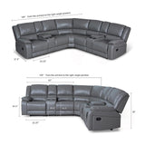 LY&S Home Collection Sectional Reclining Sofa, Sectional Couches for Living Room, Modular Manual PU Leather Recliner Sofa Livingroom Furniture Sets (Grey) LY&S Home Collection
