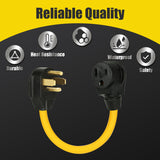 PLIS NEMA 14-30P Male to 6-50R Female Outlet Receptacle Generator Welder Dryer EV Charger Power Cord Adapter, Heavy Duty STW 10AWG 3C 250V/125V 30AMP 1.5FT PLIS