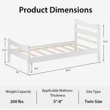 Giantex Modern White Twin Bed Frame with Headboard, Footboard, and Solid Wood Slat Support Giantex