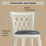 Callales 29" Bar Height Swivel Bar Stools Set of 2 for Kitchen Island, Farmhouse Barstool Counter Chair with Back and Footrest, Upholstered Barstools (White, Round Seat) Callales
