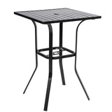 Betterland Patio Bar Table, Outdoor Square Bar Height Table Metal Bar Bistro Table, Metal Frame & Slat Tabletop with 1.57" Umbrella Hole Betterland