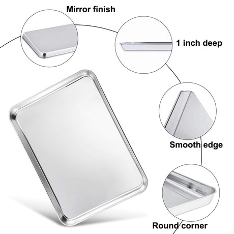 TeamFar Baking Sheet, 17.6’’ x 13’’ x 1’’ Stainless Steel Large Cookie Sheet Half Baking Pans, Non-toxic & Healthy, Easy Clean & Dishwasher Safe, Heavy Duty & Sturdy- Set of 2 TeamFar