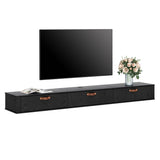 FITUEYES Black Floating TV Stand,70" Modern Media Console Entertainment Center with 3 Flip-Down Doors,Under TV Floating Cabinet Hutch Storage Desk for Living Room, Bedroom FITUEYES