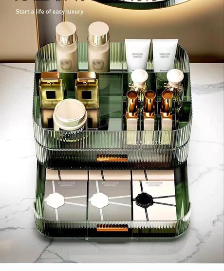 MIUOPUR Makeup Organizer with Stackable Drawers, Bathroom Vanity Organizers and Storage, Ideal for Desk and Dresser Countertops, Great for Cosmetics, skincare, Lipsticks, Nail Care -Green MIUOPUR