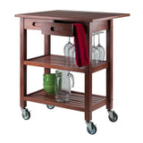 Winsome 94734 Jonathan 2 Drawer Rolling Kitchen Cart in Walnut Winsome