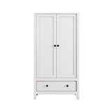 Panana Modern Wooden 2 Doors Wardrobe Double Wardrobe with 1 Storage Drawer Armoires Clothing Storage Cabinet for Bedroom (White) Panana