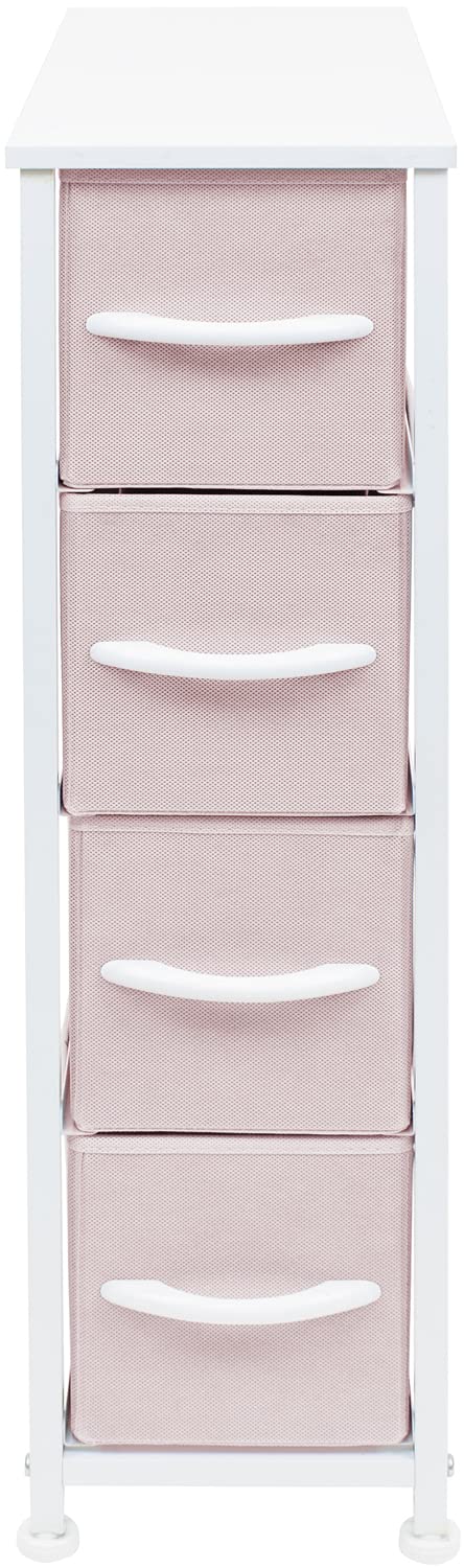 Sorbus Kids Narrow Dresser with 4 Drawers - Vertical Slim Storage Chest of Drawers with Steel Frame, Wood Top & Easy Pull Fabric Bins for Small Spaces, Closets, Bedroom, Bathroom & Laundry Sorbus