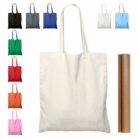 NPBAG 5 | 15 | 25 | 50 Pack 15'' X 16'' Natural Cotton Tote Bags, Lightweight Blank Bulk Cloth bags with 1pc of PTFE Teflon Sheet (5-Pack) NPBAG