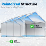 Quictent 13’x20’ Heavy Duty Carport Car Canopy Galvanized Car Boat Shelter with Removable Sidewalls, Reinforced Top Poles and Ground Bar-Grey Quictent