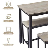 SumKea 3-Piece 4 Bar 2 Dining Benches, 43.3'' Wood Kitchen Table & Chair Set for Breakfast Nook and Small Space, Grey SumKea
