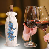 4 Pcs DIY Diamond Painting Art Kit Diamond Painting Wine Bag Kit Rhinestones Label Liquor Bottle Cover Gift for Wine Lover Women Men Christmas (Gnome Butterfly) WoodArtSupply