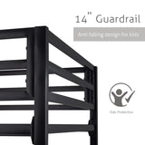 SHA CERLIN Industrial Twin Over Twin Metal Bunk Bed with Inclined Ladder & Guardrails, Black SHA CERLIN
