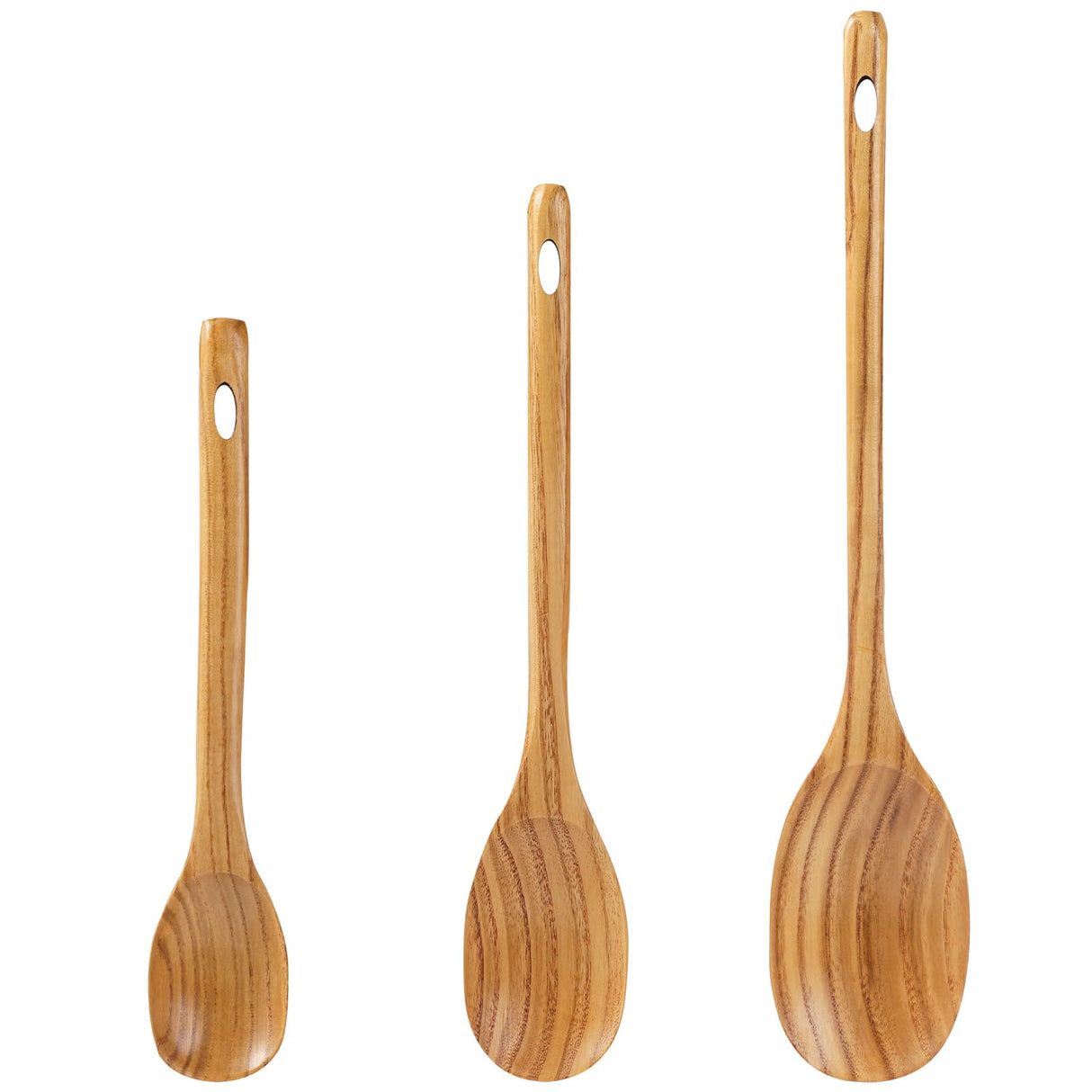 FJNATINH 3PCS Wooden Spoons, Long Handle Wooden Cooking Spoon Nonstick Kitchen Mixing Spoon Serving Spoon| 14-Inch, 12-Inch, 10-Inch | Kitchen Utensil Set Housewarming Gifts FJNATINH