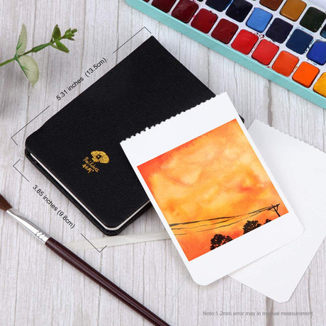 Paul Rubens Art Supplies Watercolor Paper, 100% Cotton Hot Press Watercolor Journal 3.8’’ x 5.2’’, 20 Sheets (140lb/300gsm), Acid-Free for Watercolors, Gouache, Acrylics Paul Rubens