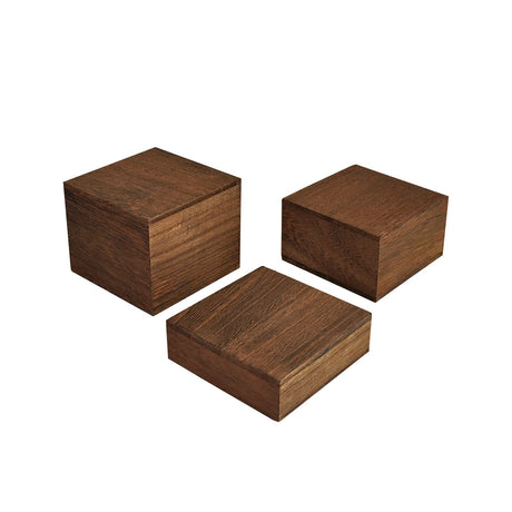 MOOCA Customizable Wooden Display Risers Set - 3 Different Height Stands for Jewelry, Watches, Cosmetics, and Accessory, Brown Color MOOCA