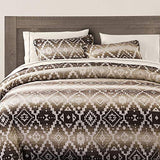 Paseo Road Chalet Aztec Western Bedding, 3 Piece King Comforter Set, Cream Brown Geometric Pattern, Chenille Jacquard Southwestern Indian Modern Rustic Comforter with Pillow Shams Paseo Road