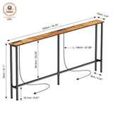 Keelian 78" Narrow Console Sofa Table - 2 Power Outlets & 2 USB Ports, Metal Frame, Rustic Brown, Perfect for Hallway, Office, and Behind Sofa - Easy Assembly, 4.9" Extension Cord Included Keelian