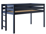 JACKPOT! Contemporary Low Loft Twin Bed with End Ladder, Blue JACKPOT!