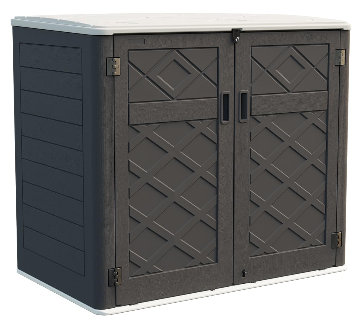 KINYING Larger Outdoor Storage Shed Weather Resistance, Resin Sheds & Outdoor Storage for Garden, Patios, Backyards, 48 Cu.Ft Tool Shed for Garbage Cans, Lawn Mower, Garden Tools,Black KINYING