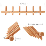 KYSMOTIC Modern Wood Coat and Hat Rack - Wall Mounted - 6 Peg Hooks - Stylish, Natural, Smooth KYSMOTIC