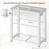 EOSVALO 20-29 Gallon Aquarium Stand with Stable Metal Frame & Power Outlet, Heavy-Duty Fish Tank Stand with Waterproof Mat, 550LBS Capacity Storage Cabinet, White+Brown EOSVALO